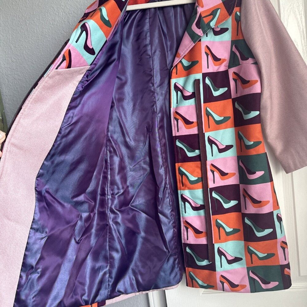 Emily in Paris style Bendita Seas Shoe Novelty Print 60s Style Designer Jacket - Picture 5 of 7